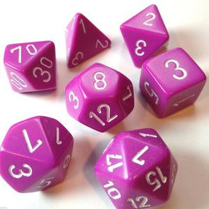 Chessex Dice Sets: Light Purple/White Opaque Polyhedral 7-Die Set