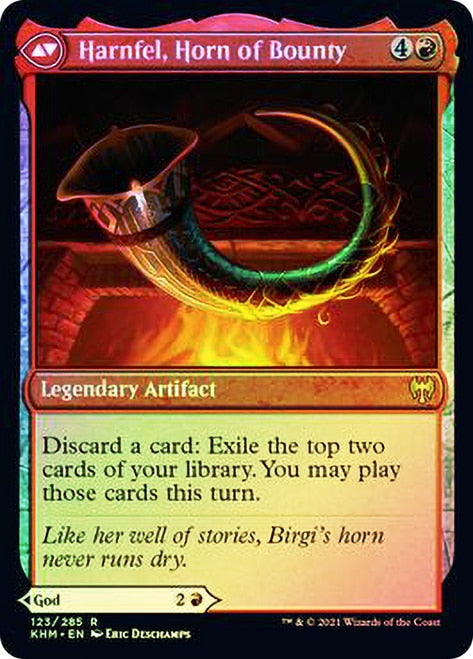 Birgi, God of Storytelling // Harnfel, Horn of Bounty [Kaldheim Prerelease Promos]-2