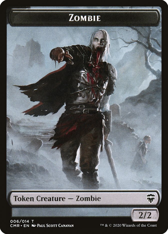 Elf Warrior // Zombie Double-Sided Token [Commander Legends Tokens]-2