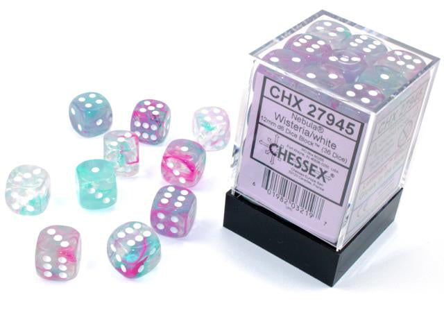CHX 27945 Nebula 12mm d6 Wisteria/white Luminary Dice Block (36)
