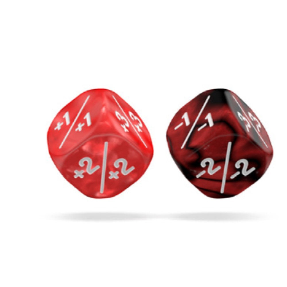 Oakie Doakie Dice D6 Marble / Gemidice Positive & Negative 12mm Red (14)-1