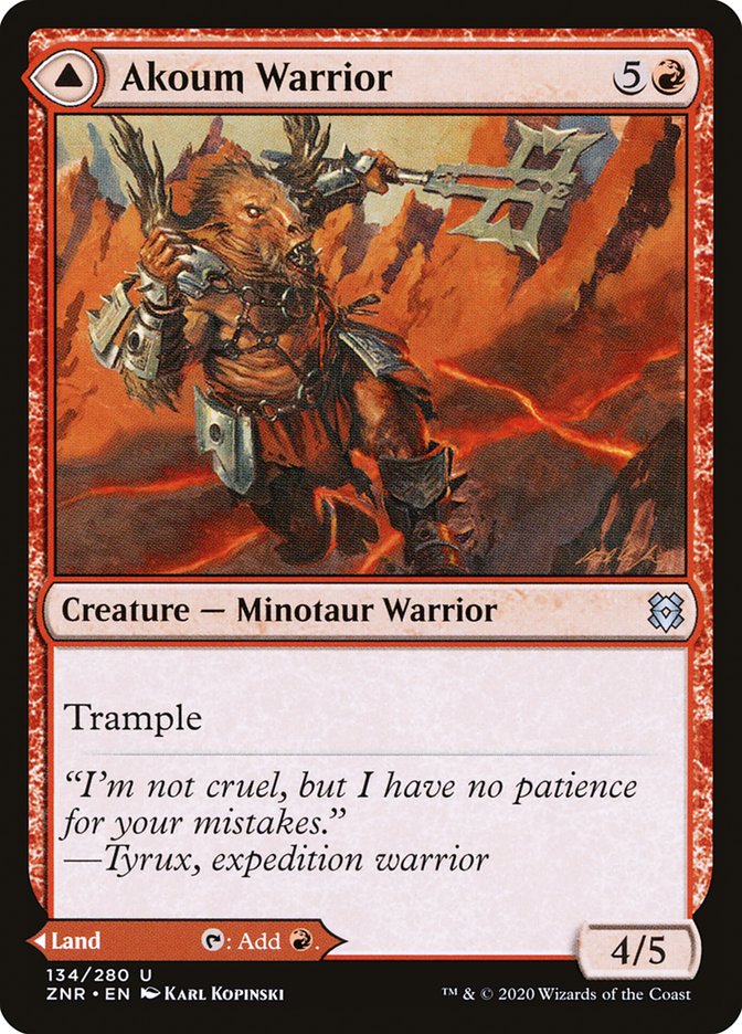 Akoum Warrior // Akoum Teeth [Zendikar Rising]-1