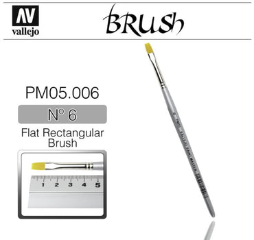 Vallejo Brush Synthetic PM05006 Flat Rectangular Brush No, 6 Toray