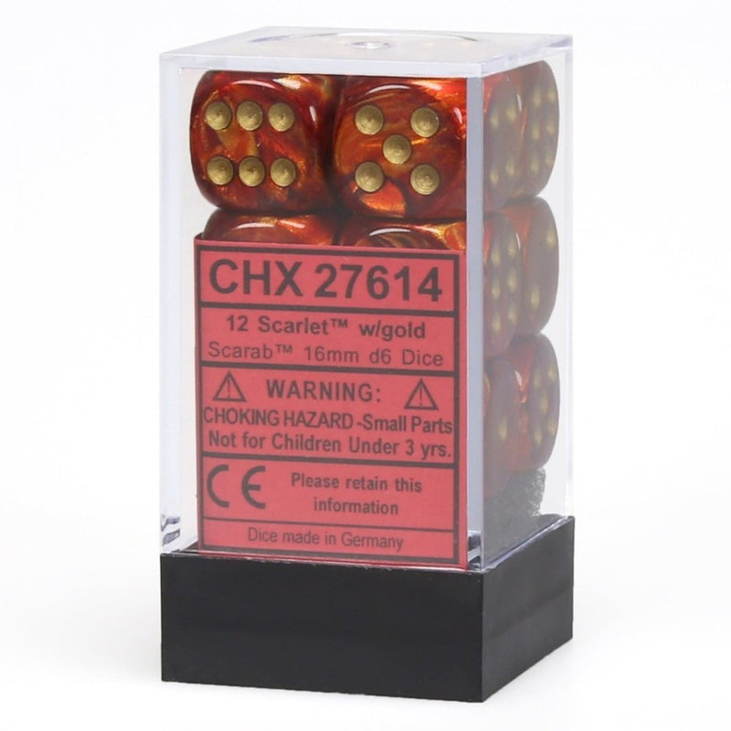 CHX 27614 Scarab 16mm d6 Scarlet/Gold Block (12)-1