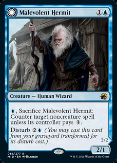 Malevolent Hermit // Benevolent Geist [Innistrad: Midnight Hunt]-1