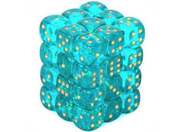 Chessex Dice Sets: Teal/Gold Borealis 12mm d6 (36)