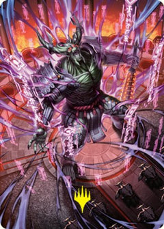 Hidetsugu, Devouring Chaos Art Card (Gold-Stamped Signature) [Kamigawa: Neon Dynasty Art Series]-1