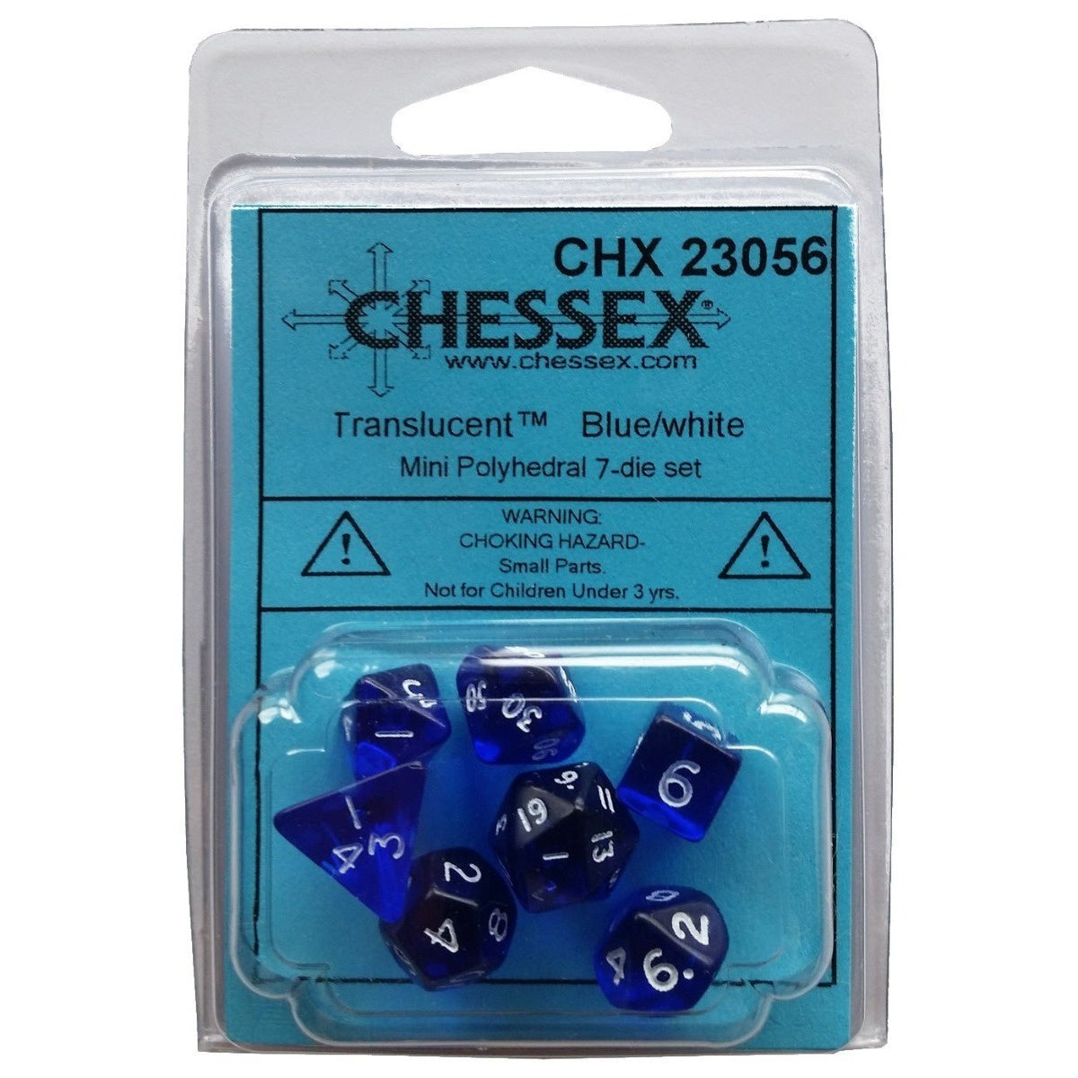 CHX 23056 Transparent Mini Blue/White 7-Die Set-1