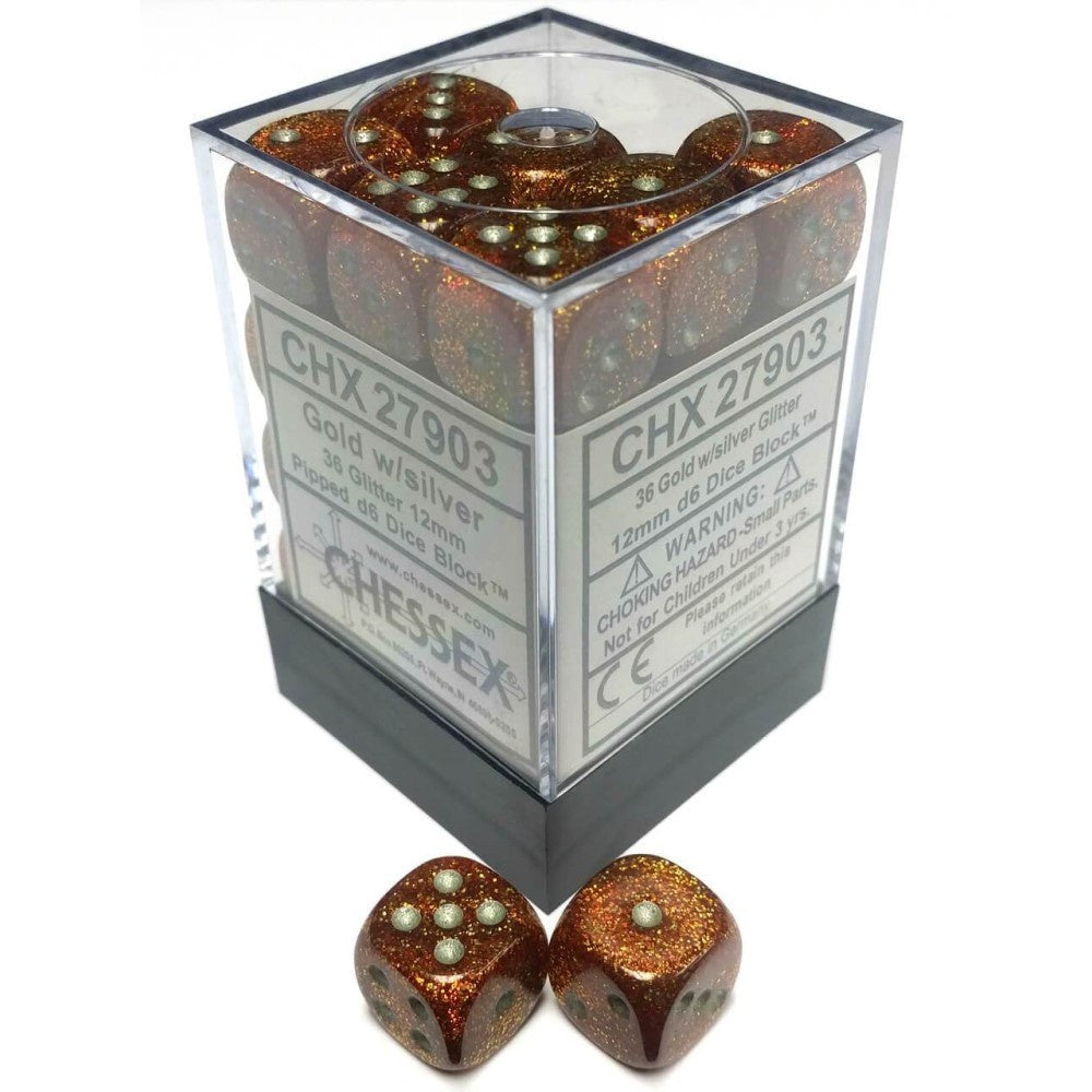 CHX 27903 Glitter 12mm d6 Gold/Silver Block (36)-1