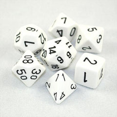 Chessex Dice Sets: White/Black Opaque Polyhedral 7-Die Set-1