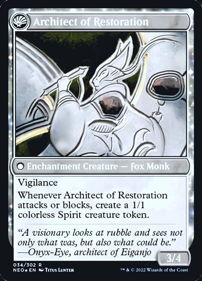 The Restoration of Eiganjo // Architect of Restoration [Kamigawa: Neon Dynasty Prerelease Promos]-2