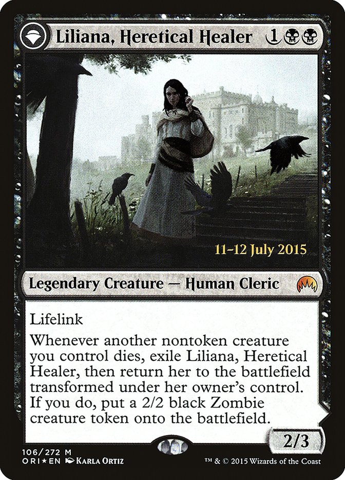 Liliana, Heretical Healer // Liliana, Defiant Necromancer [Magic Origins Prerelease Promos]-1