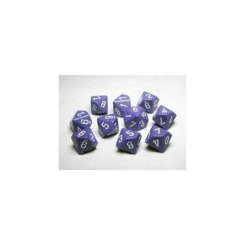 CHX 26207 Opaque Purple/White Set of Ten d10s-1