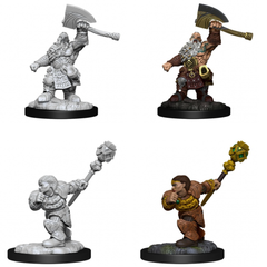 Magic the Gathering Unpainted Miniatures Dwarf Fighter & Dwarf Cleric-1