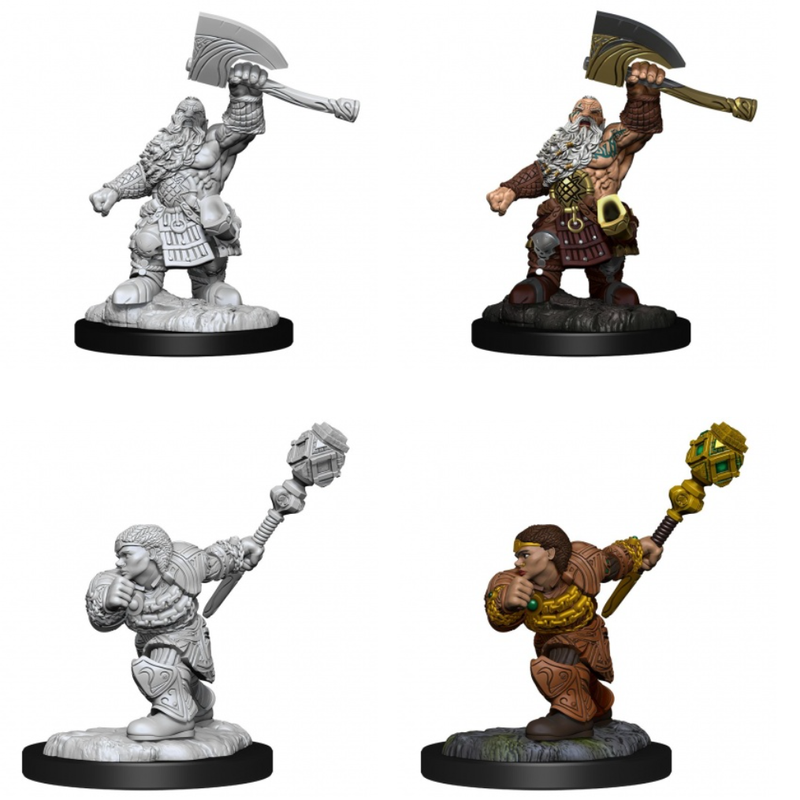Magic the Gathering Unpainted Miniatures Dwarf Fighter & Dwarf Cleric-1