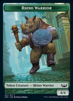 Cat // Rhino Warrior Double-Sided Token [Streets of New Capenna Tokens]-2
