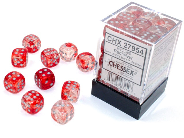 NebulaÂ® 12mm d6 Red/silver Luminary Luminary Dice Blockâ¢ (36 dice)-1