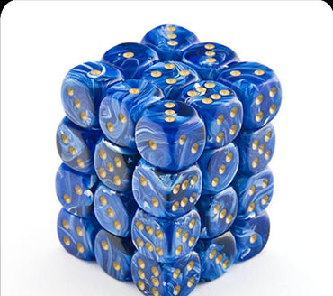 Chessex Dice Sets: Blue/Gold Vortex 12mm d6 (36)