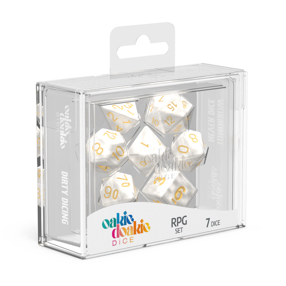 Oakie Doakie Dice RPG Set Marble - White (7)-1