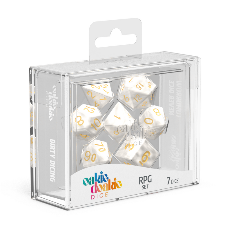 Oakie Doakie Dice RPG Set Marble - White (7)-1