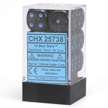 CHX 25738 Speckled 16mm d6 Blue Stars Block (12)