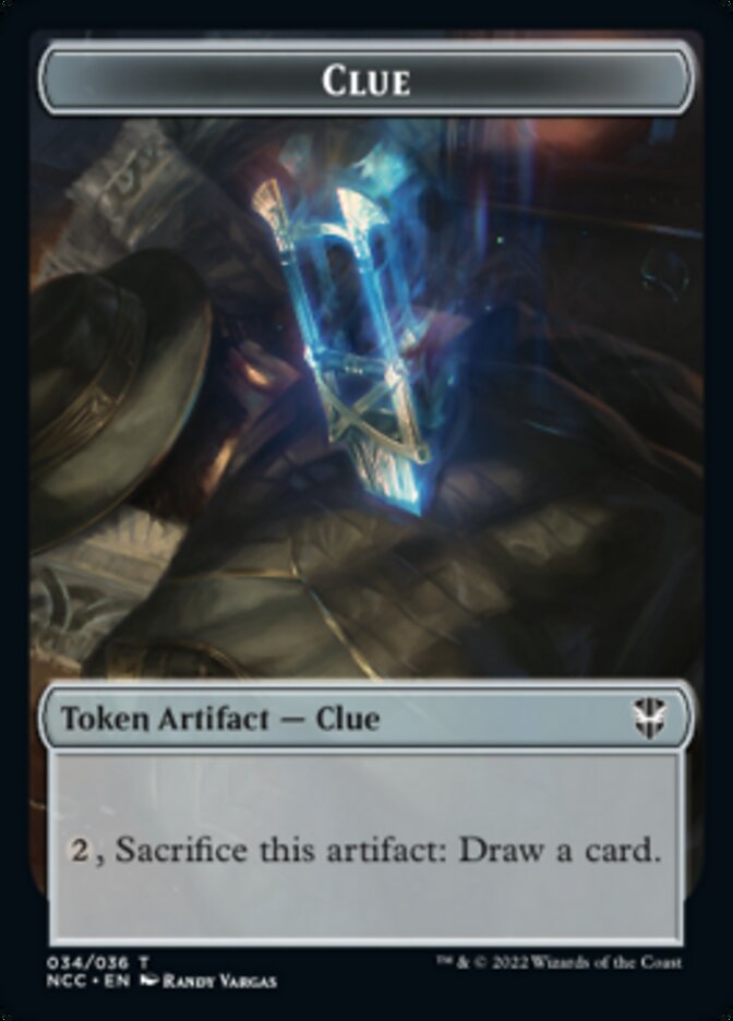 Clue // Fish Double-Sided Token [Streets of New Capenna Commander Tokens]-1