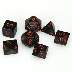 Chessex Dice Sets: Black/Red Opaque Polyhedral 7-Die Set-1