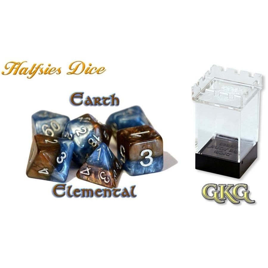 Halfsies Dice Earth Elemental with Upgraded Dice Case