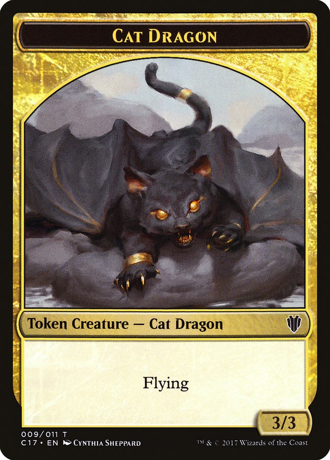 Gold // Cat Dragon Double-Sided Token [Commander 2017 Tokens]-2