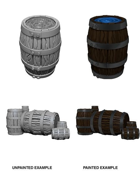 WizKids Deep Cuts Unpainted Miniatures Barrel & Pile of Barrels-1