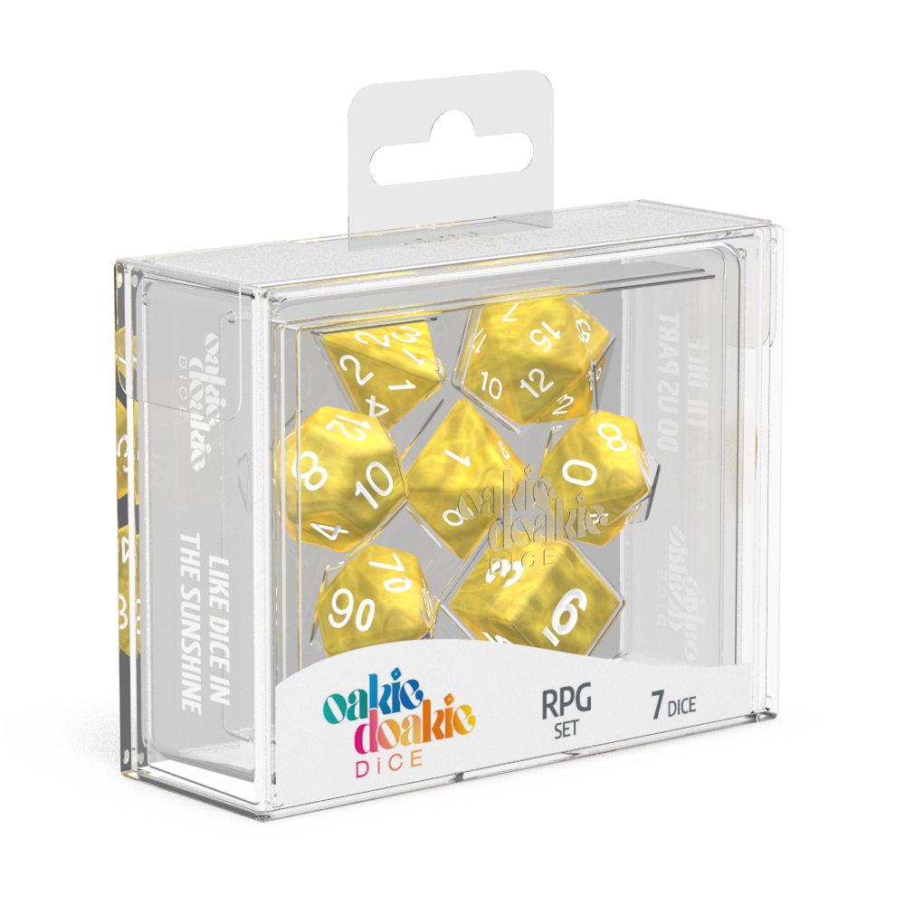 Oakie Doakie Dice RPG Set Marble - Yellow (7)-1