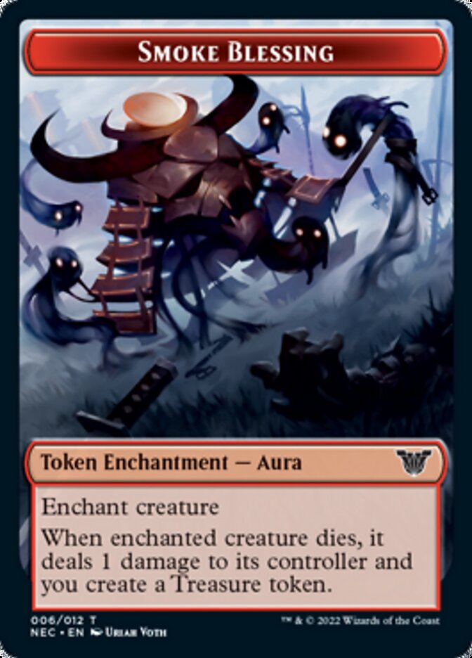 Smoke Blessing // Treasure Double-Sided Token [Kamigawa: Neon Dynasty Commander Tokens]-1