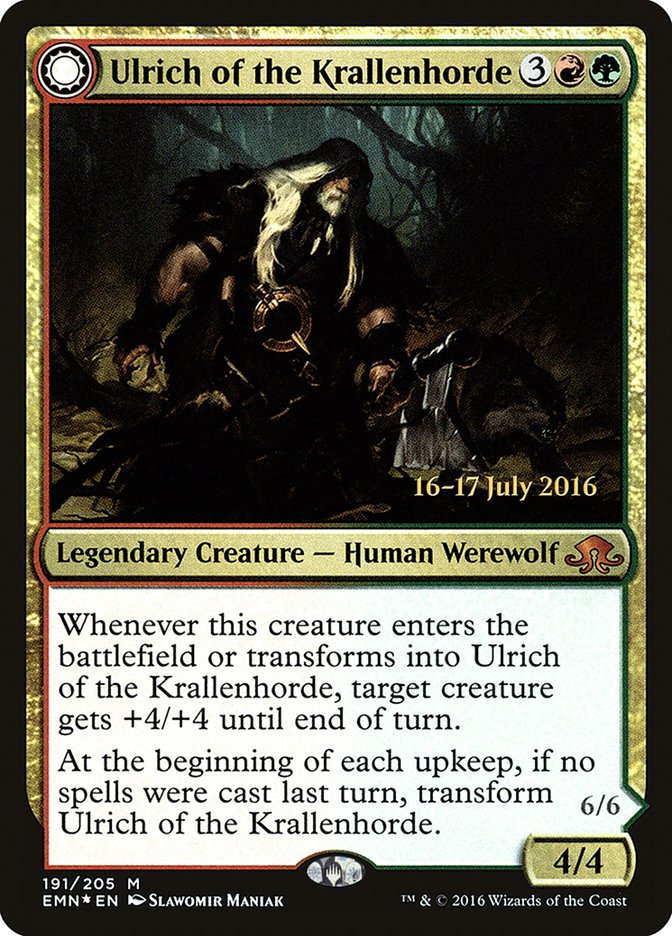 Ulrich of the Krallenhorde // Ulrich, Uncontested Alpha [Eldritch Moon Prerelease Promos]-1