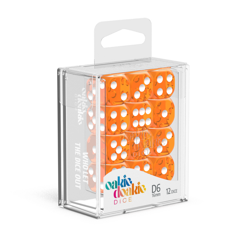 Oakie Doakie Dice D6 16 mm Translucent - Orange (12)-1