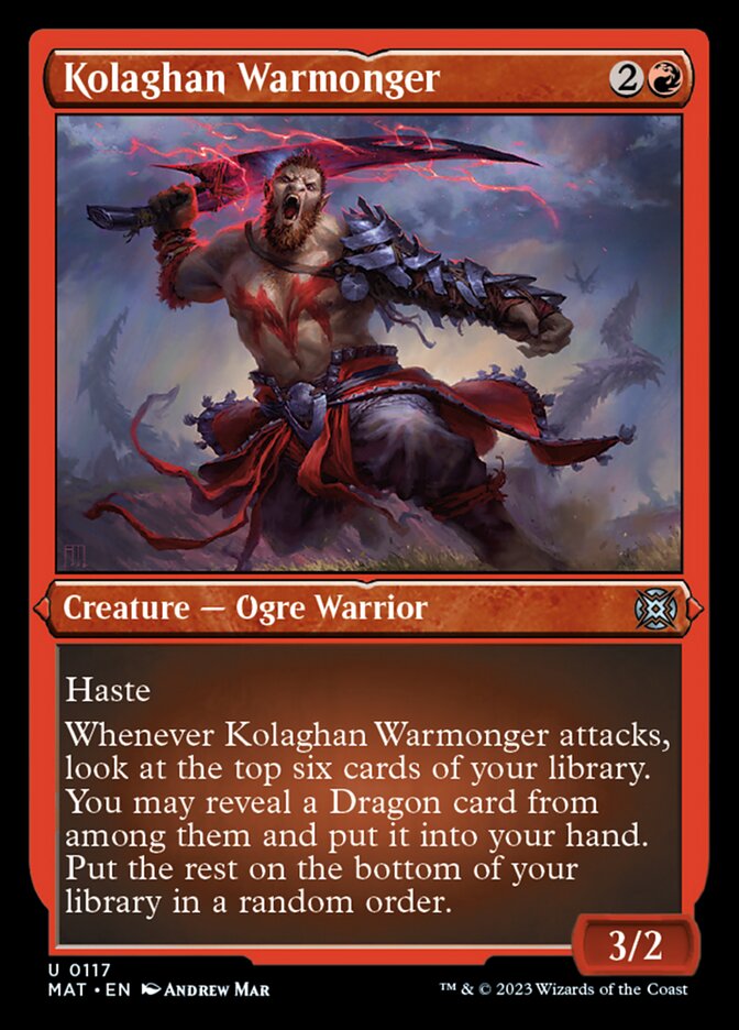 Kolaghan Warmonger (Foil Etched) [March of the Machine: The Aftermath]-1