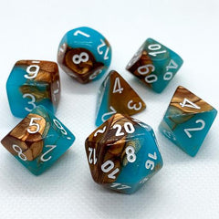 Luminary Gemini Polyhedral Copper-Turquoise/white 7-Die Set-1