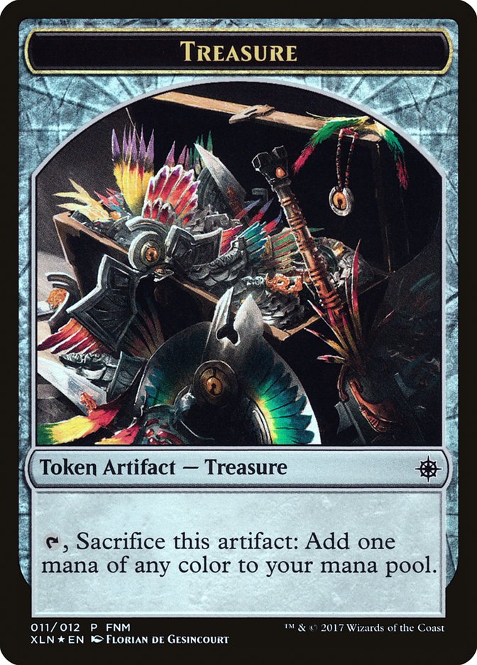 Dinosaur // Treasure Double-Sided Token [Friday Night Magic 2017]-2