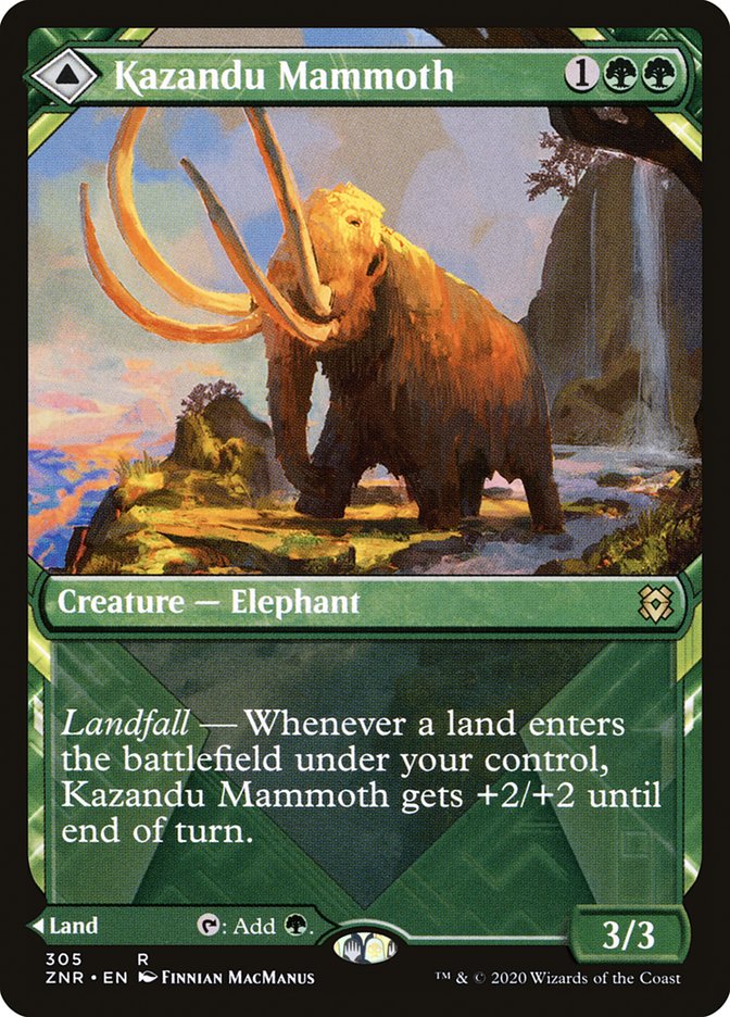 Kazandu Mammoth // Kazandu Valley (Showcase) [Zendikar Rising]-1