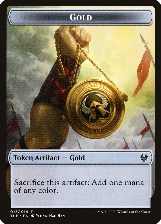 Human Soldier // Gold Double-Sided Token [Theros Beyond Death Tokens]-2