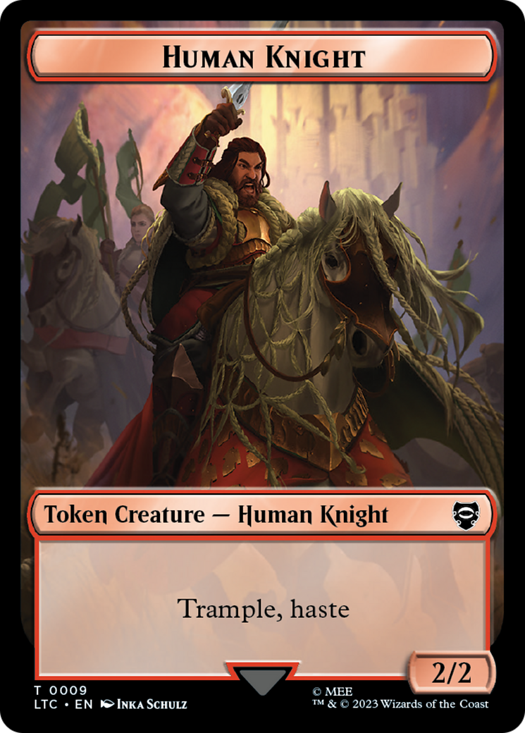 Human Knight // Human Double-Sided Token [The Lord of the Rings: Tales of Middle-Earth Commander Tokens]-1