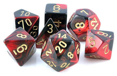 Chessex Dice Sets: Black-Red/Gold Gemini Polyhedral 7-Die Set-1