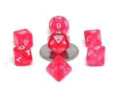 Chessex RPG Dice Sets: Transparent Mini-Polyhedral Pink/white 7-Die Set-1