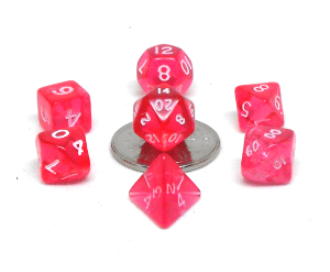 Chessex RPG Dice Sets: Transparent Mini-Polyhedral Pink/white 7-Die Set-1