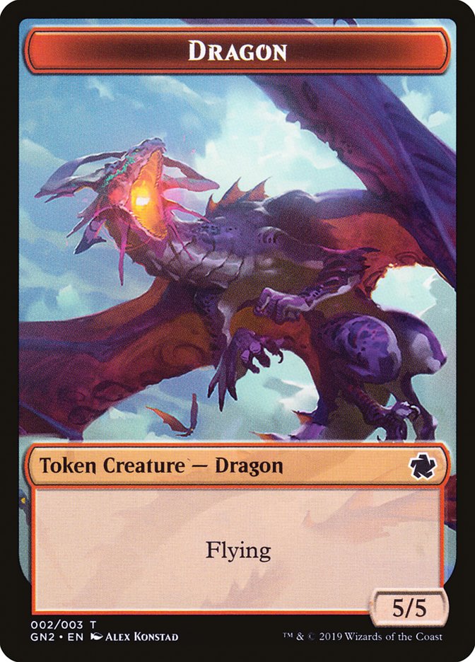 Dragon // Dinosaur Double-Sided Token [Game Night 2019 Tokens]-1