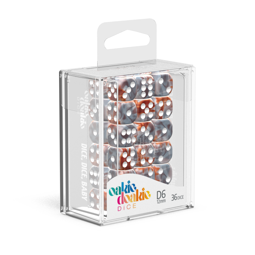Oakie Doakie Dice D6 12 mm Gemi - Silver-Rust (36)-1