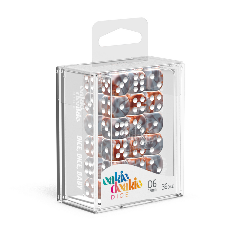 Oakie Doakie Dice D6 12 mm Gemi - Silver-Rust (36)-1