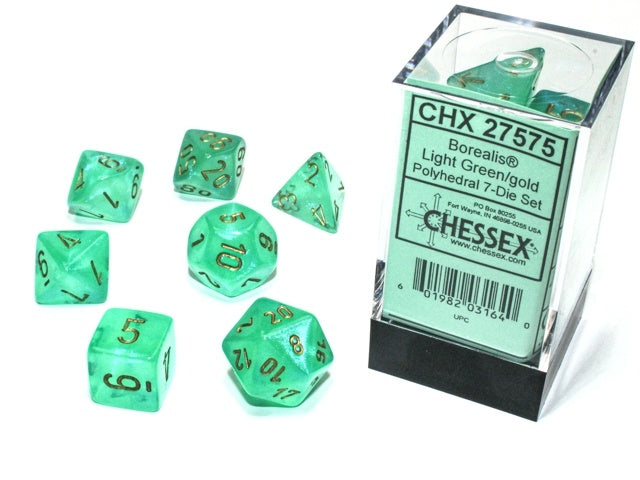 CHX 27575 Borealis Polyhedral Light Green/Gold Luminary 7-Die Set-1