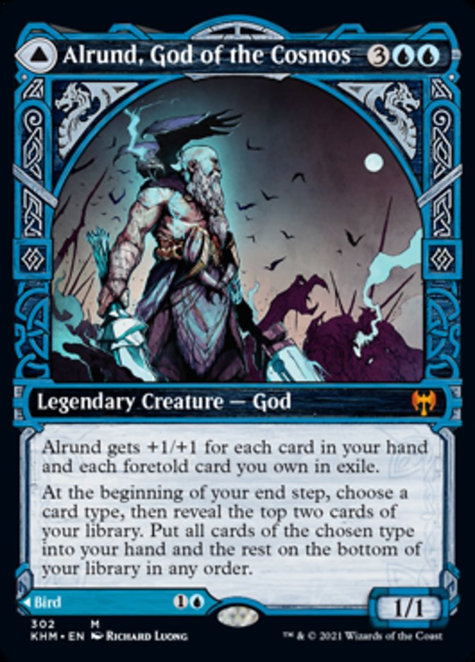 Alrund, God of the Cosmos // Hakka, Whispering Raven (Showcase) [Kaldheim]-1