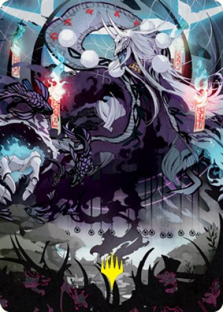 Echo of Death's Wail Art Card (Gold-Stamped Signature) [Kamigawa: Neon Dynasty Art Series]-1