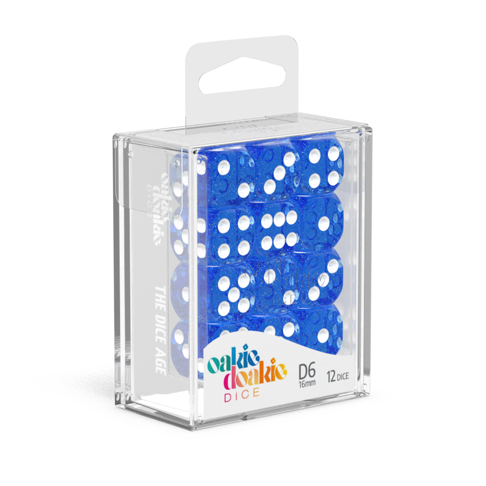 Oakie Doakie Dice D6 16 mm Speckled - Blue (12)-1
